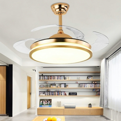 Round Shape Fan Lighting Metal with Acrylic Shade LED Ceiling Fan Light Fixture