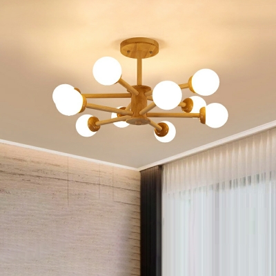 Wood Chandelier Lighting Fixtures Modern Hanging Ceiling Lights for Living Room
