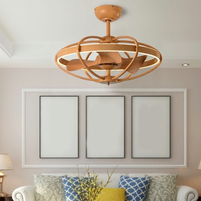 1-Light Hanging Lamp Kit Contemporary Style Fan Shape Wood Pendant Ceiling Lights