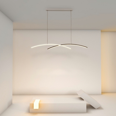 2-Light Hanging Lamp Kit Minimalism Style Arched Shape Metal Pendant Ceiling Lights