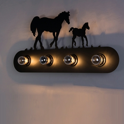 4 Bulbs Wall Sconce Light Fixtures Black Wall Mounted Wall Lights for Bedroom