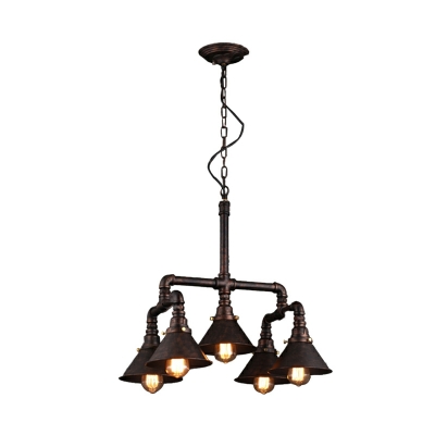 5-Light Hanging Lamp Kit Farmhouse Style Cone Shape Metal Pendant Ceiling Lights