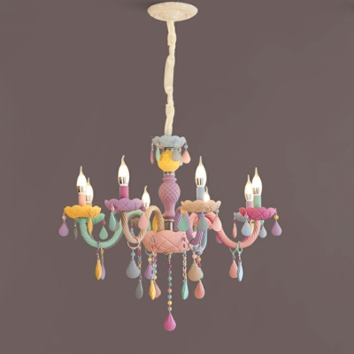 8-Light Chandelier Light Fixture Modernist Style Candle Shape Metal Hanging Lamp
