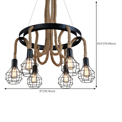 Black Vintage Chandelier Pendant Light Industrial Suspension Light for Living Room