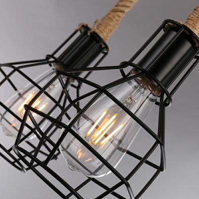 Black Vintage Chandelier Pendant Light Industrial Suspension Light for Living Room