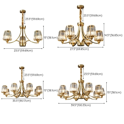 E27 Chandelier Lighting Fixtures Brass and Glass Hanging Pendant Lights