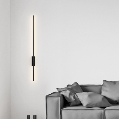 Modern Linear Wall Light Sconces LED Black Flush Mount Wall Sconce for Living Room
