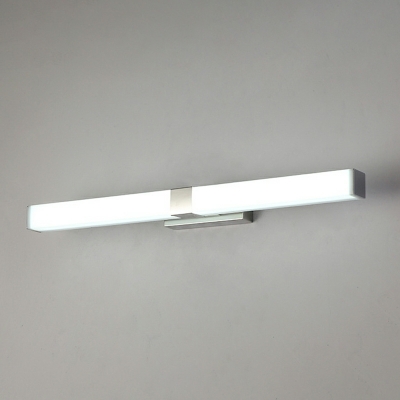White Linear Wall Mounted Mirror Front Stainless Steel with Acrylic Shdade Vanity Sconce