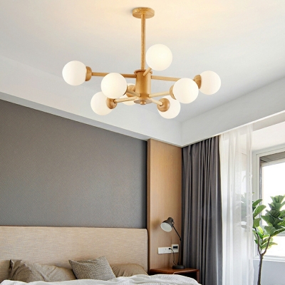 Wood Minimalism Chandelier Lighting Fixtures Modern Hanging Ceiling Light for Living Room
