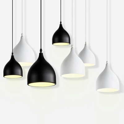 3-Light Hanging Lamp Kit Minimalism Style Teardrop Shape Metal Pendant Ceiling Lights