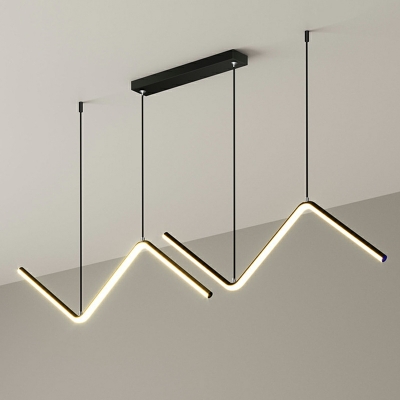 2-Light Down Lighting Minimalism Style Linear Shape Metal Hanging Pendant Lights