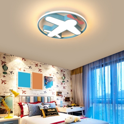 2-Light Flush Light Fixtures Kids Style Airplane Shape Metal Ceiling Mounted Lights