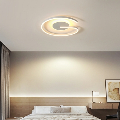 2-Light Flush Light Fixtures Minimalism Style Ring Shape Metal Ceiling Mounted Lights