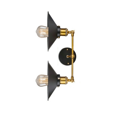 2-Light Sconce Lights Industrial Style Cone Shape Metal Vanity Wall Light