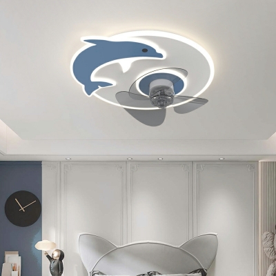 Flush Mount Ceiling Fan Lighting Fixture with Acrylic Shade LED Ceiling Fans