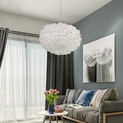 Hanging Ceiling Light Modern Style Feather Pendant Lighting Kit for Living Room