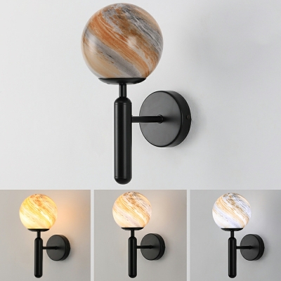 Modern Sconce Lighting Ball Shape Glass Shade 1-Light Wall Sconce Light Fixture