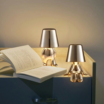 Modern Style Golden Boy LED Table Lamp Metal 1-Light Table Lamp in Silver