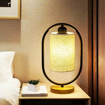 One Light Nightstand Lamp Metal with Fabric Shade Table Light