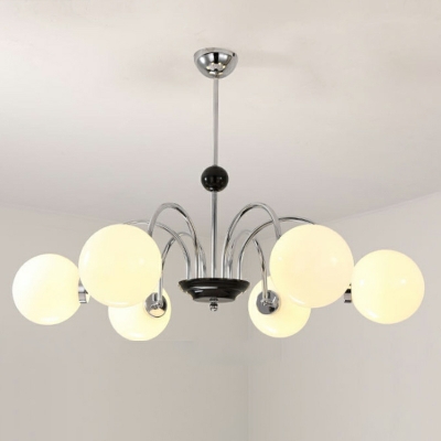 White Glass Industrial Chandelier Lighting Fixtures Vintage Hanging Pendant Lights for Living Room