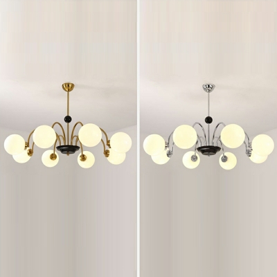 White Glass Shade Chandelier Lighting Fixtures Minimalism Hanging Pendant Lights