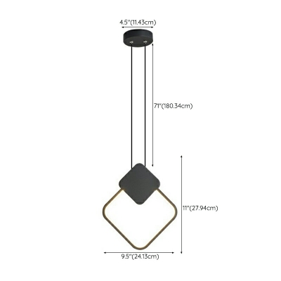 1-Light Pendant Ceiling Lights Modern Style Square Shape Metal Hanging Lamp Kit