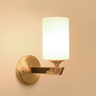 1-Light Sconce Lights Simple Style Cylinder Shape Metal Wall Mounted Lamps