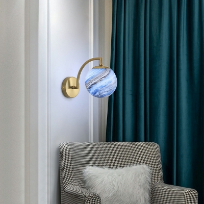 Ball Shape Wall Light Fixture 1-Light with Glass Shade Wall Mounted Light Fixture