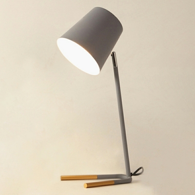 Barrel Shape Table Lamp Single Head Metal Night Table Lamp