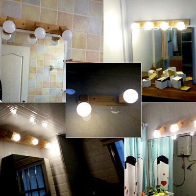 Contemporary Bathroom Vanity Lights Wooden Wall Mounted Lighting