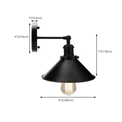 Industrial Wall Sconce Single Head Flared Shape Wall Sconce Lighting in Black