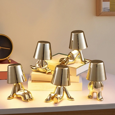 Modern Style Golden Boy LED Table Lamp Metal 1-Light Table Lamp in Silver