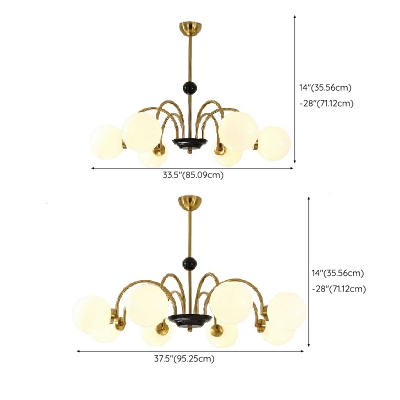 White Glass Shade Chandelier Lighting Fixtures Minimalism Hanging Pendant Lights