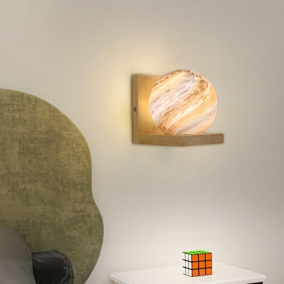 Wood & Glass Sconce Light Fixture Single Head Wall Mounted Light Fixture