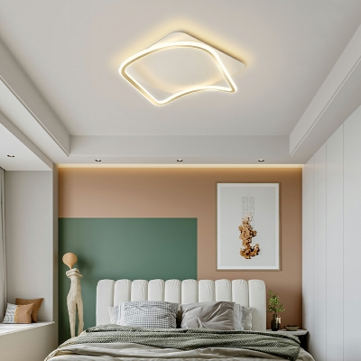 2-Light Flush Light Fixtures Modern Style Geometric Shape Metal Ceiling Mounted Lights