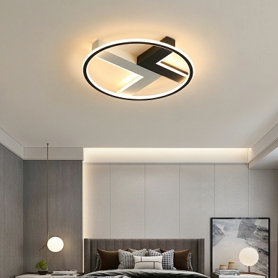 3-Light Flush Light Fixtures Contemporary Style Round Shape Metal Ceiling Mounted Lights