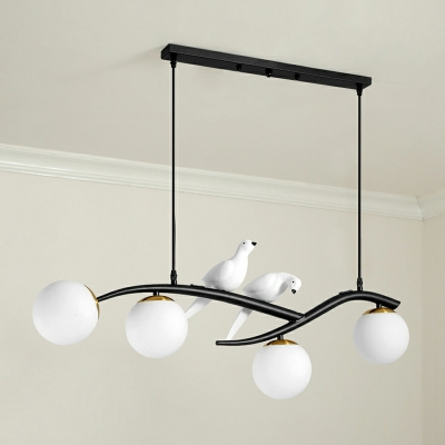 4-Light Down Lighting Minimalism Style Globe Shape Glass Hanging Pendant Lights