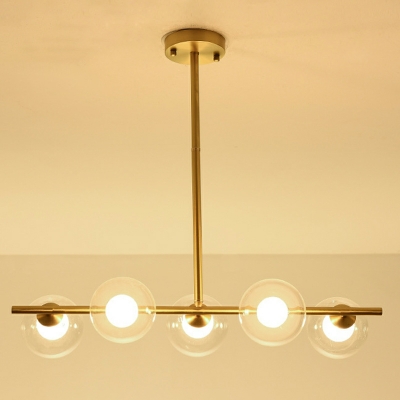 5-Light Island Lighting Ideas Modernist Style Globe Shape Metal Pendant Ceiling Lights