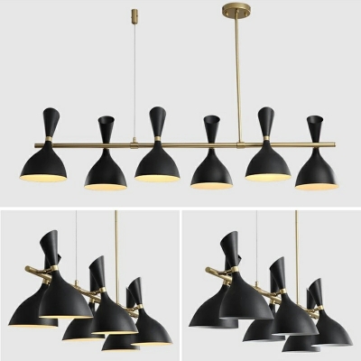 6-Light Suspension Pendant Minimalism Style Cone Shape Metal Hanging Light Fixtures