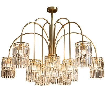 Contemporary Layered Chandelier Lights Faceted Clear Crystal Prism Ceiling Chandelier