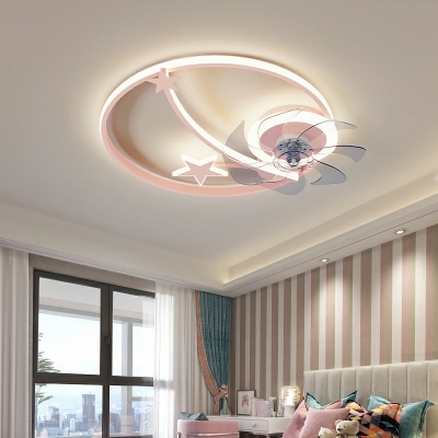 Moon and Star Ceiling Fans Metal with Acrylic Shade Fan Lighting