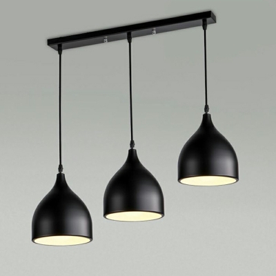 3-Light Hanging Lamp Kit Minimalism Style Teardrop Shape Metal Pendant Ceiling Lights