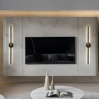 1-Light Sconce Lights Minimalist Style Linear Shape Metal Wall Mounted Lamps