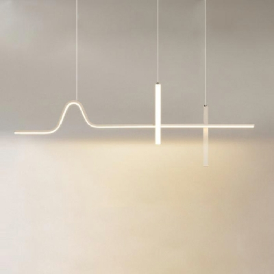 3-Light Pendant Ceiling Lights Minimalism Style Linear Shape Metal Hanging Lamp Kit