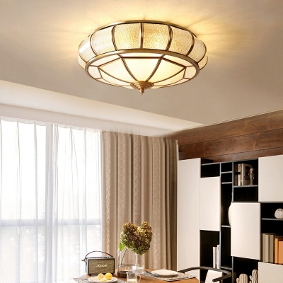 4-Light Flush Light Fixtures Traditional Style Drum Shape Metal Ceiling Mounted Lights