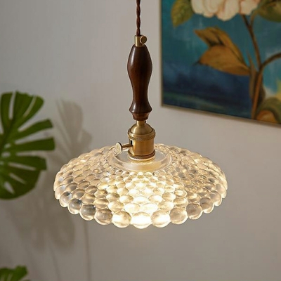 Contemporary Flared Pendant Lighting Fixtures Ribbed Glass Hanging Pendant Lights