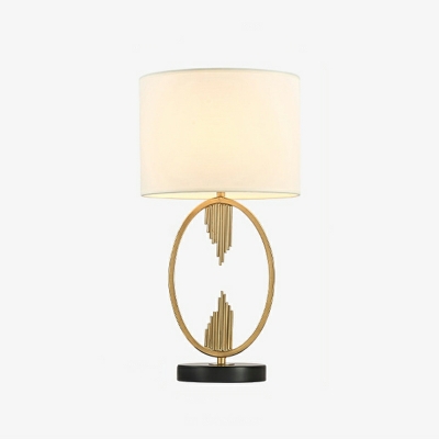 Fabric Drum LED Table Lamp Modern Style 1 Light Table Lamp in Beige