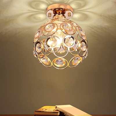 Globe Crystal Semi Flush Mount Ceiling Light Modern Ceiling Light Fixtures for Living Room
