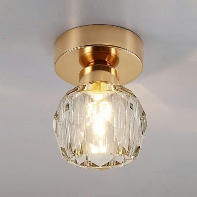 Globe Crystal Semi-Flush Mount Ceiling Light Modern Close to Ceiling Lamp for Bedroom