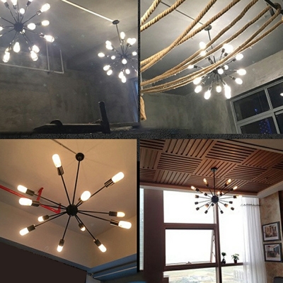 Industrial Sputnik Pendant Ceiling Fixture Lamp Metal Chandelier Hanging Light Fixture